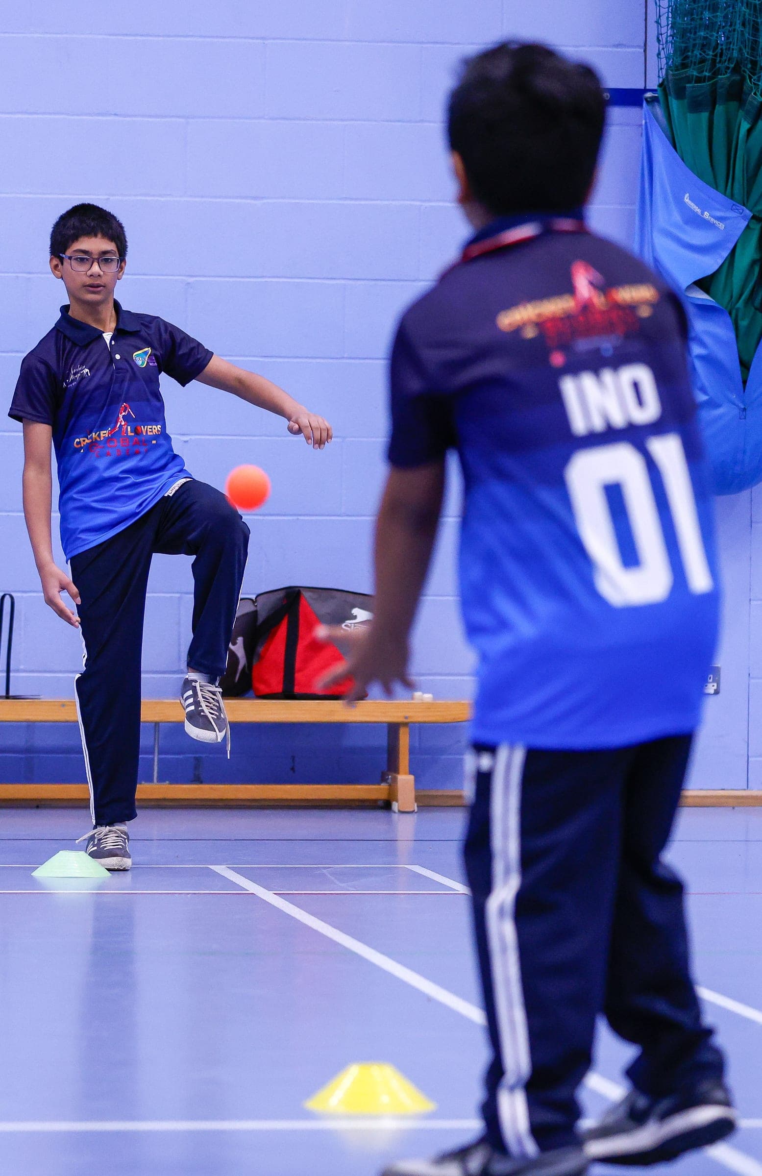 Players in an academy skill drill