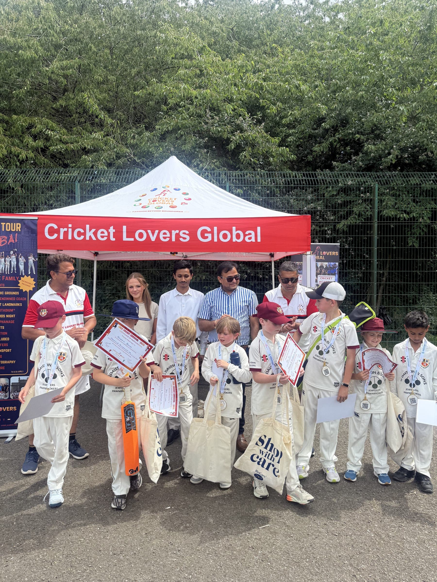 Young players with Cricket Carnival 2026 certificates of participation
