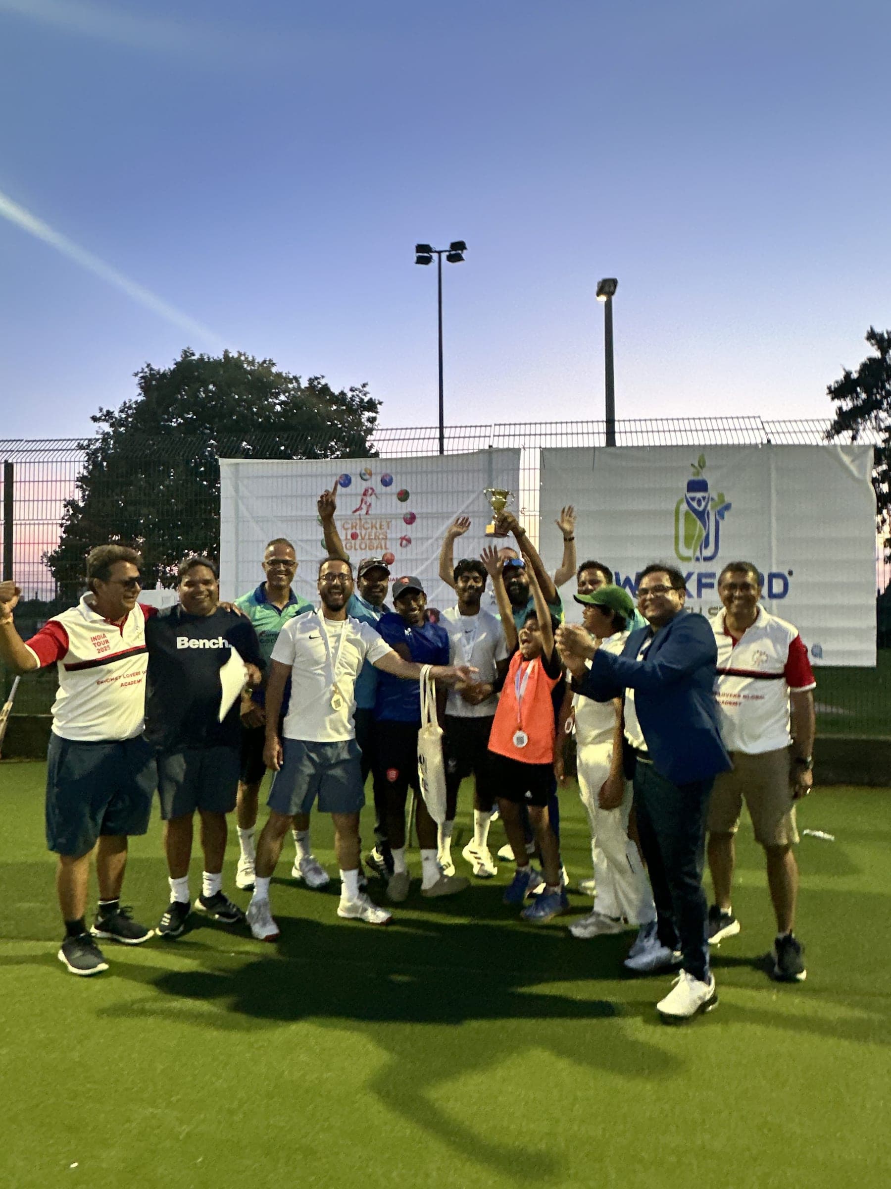 Men’s category winners celebrating with the trophy at Cricket Carnival 2026