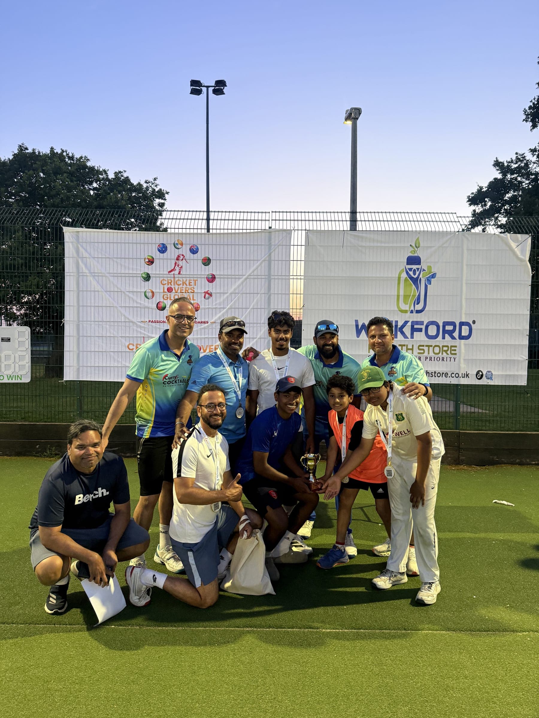 Trophy winners celebrating at Cricket Carnival 2026, Chelmer Park