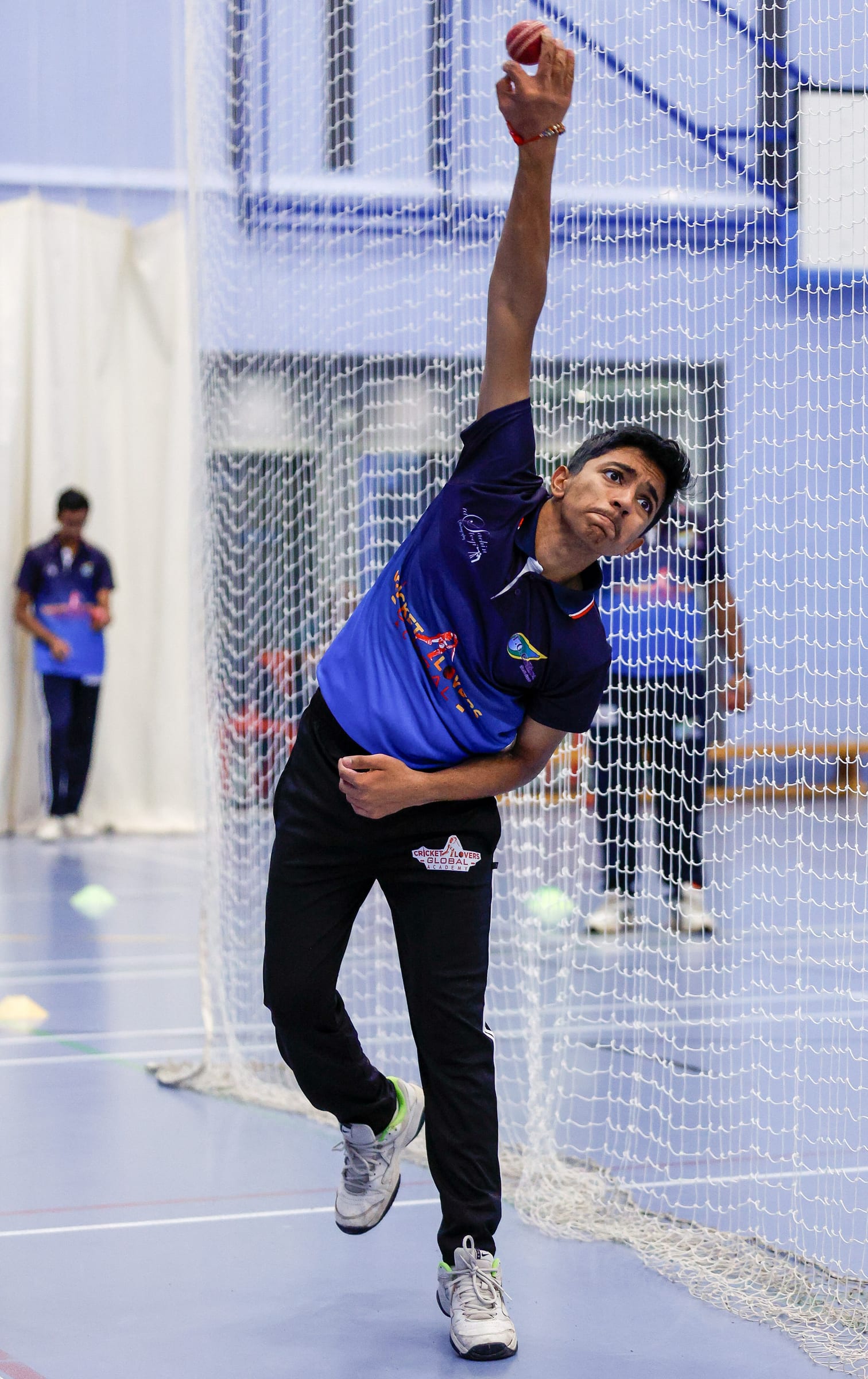 Bowling in the academy nets